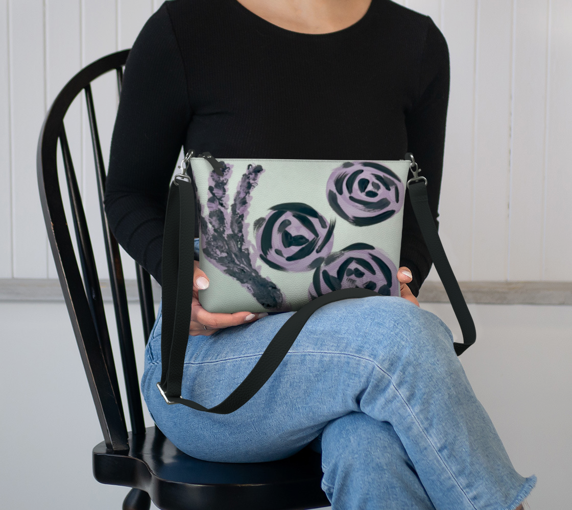Lavender Roses VL Crossbody Purse