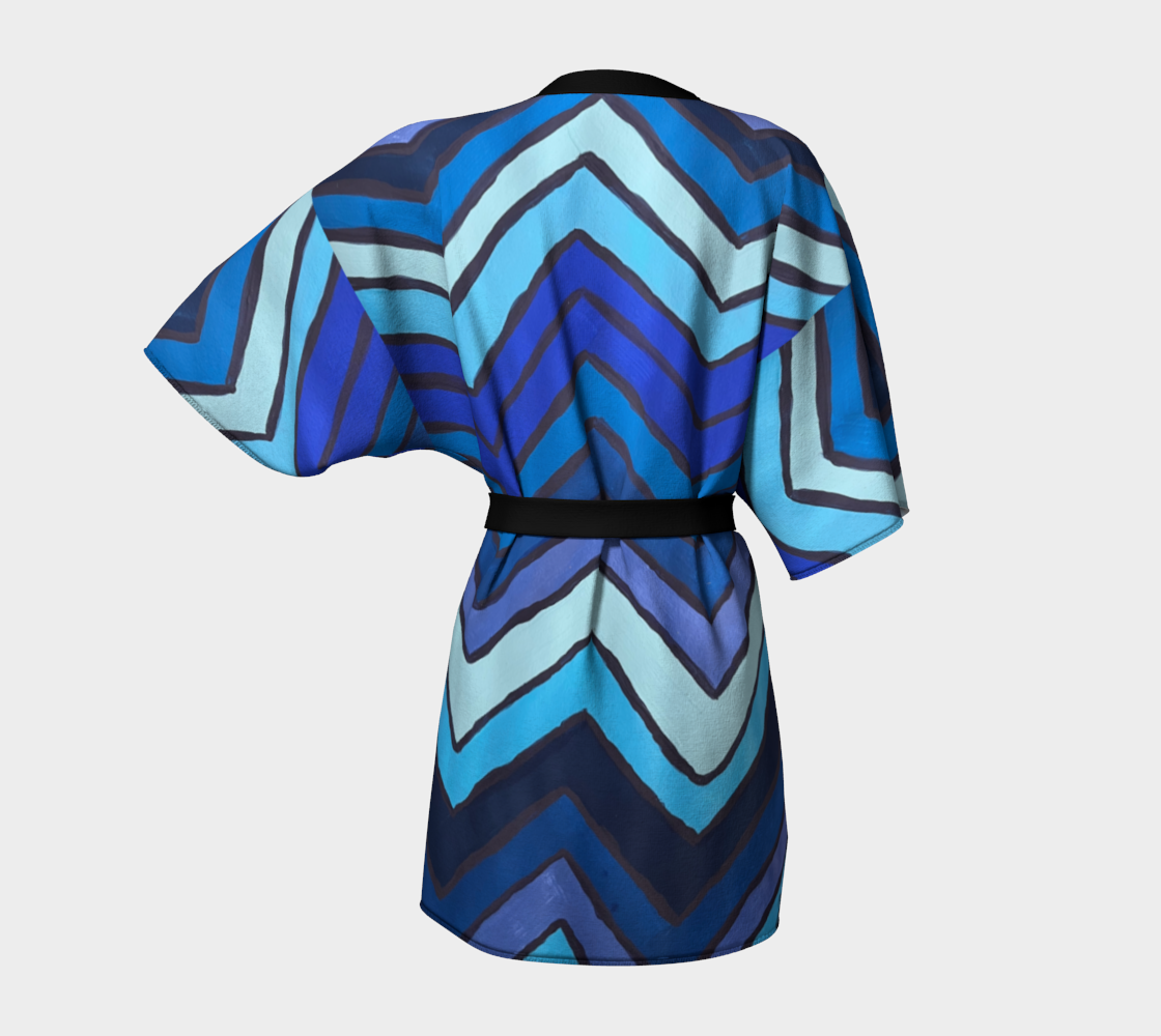 Blue Chevron Pattern Kimono Robe