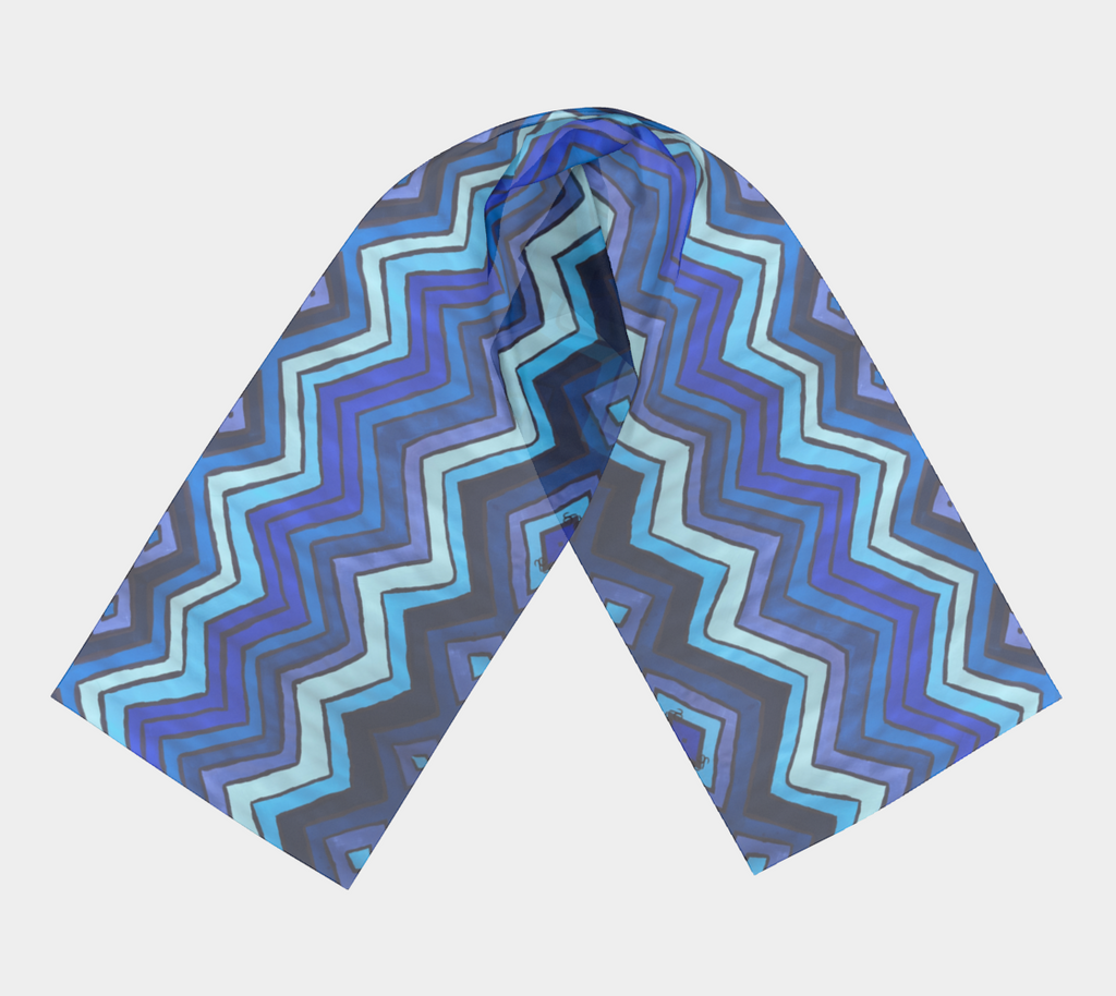 Blue Chevron Pattern Long Scarf