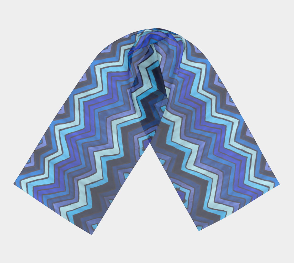 Blue Chevron Pattern Long Scarf