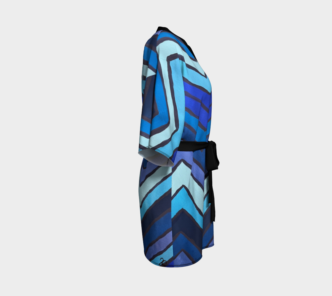 Blue Chevron Pattern Kimono Robe