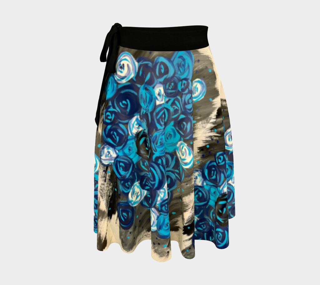 Blue Roses  Wrap Skirt