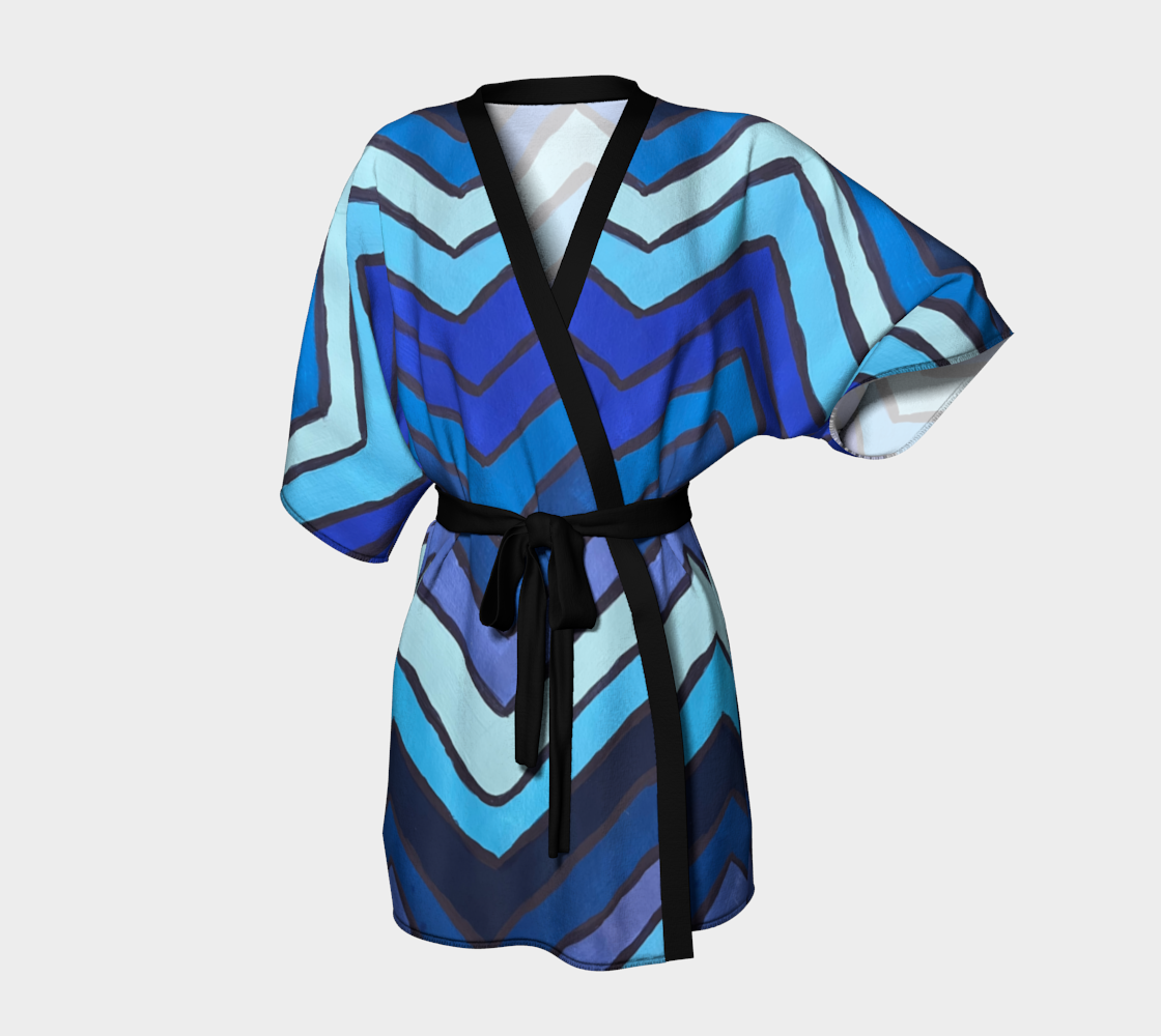 Blue Chevron Pattern Kimono Robe