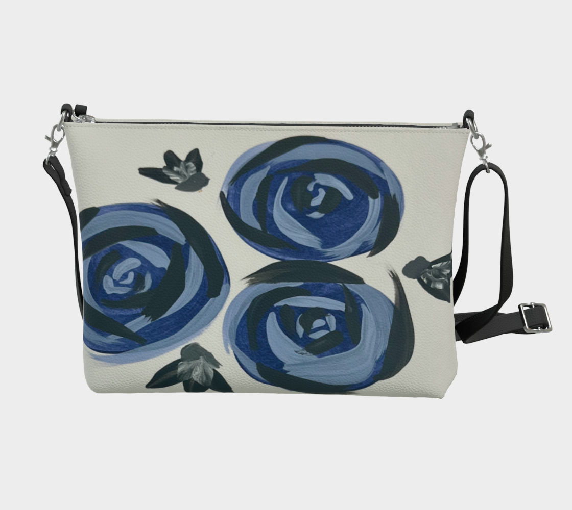 Deep Blue Roses VL Crossbody Purse