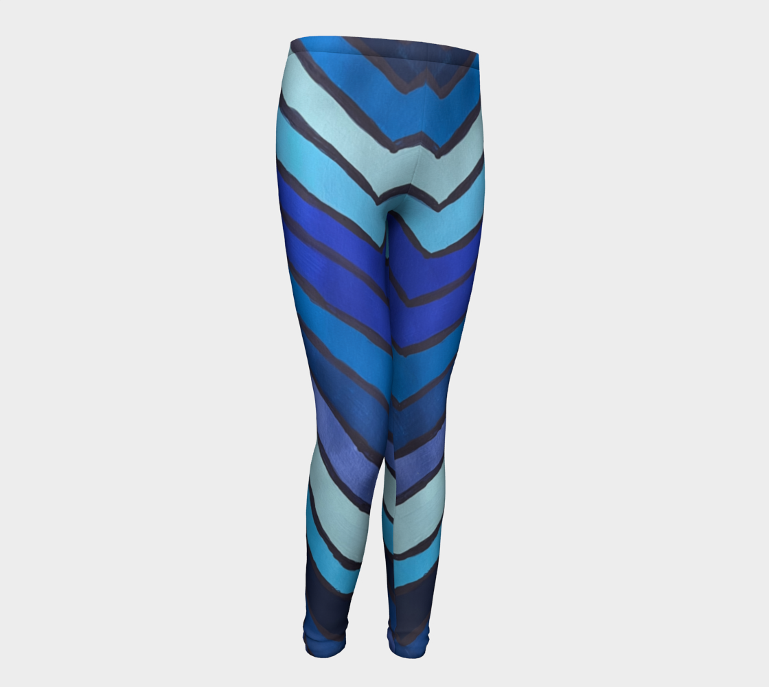 Blue Chevron Pattern Kids Leggings