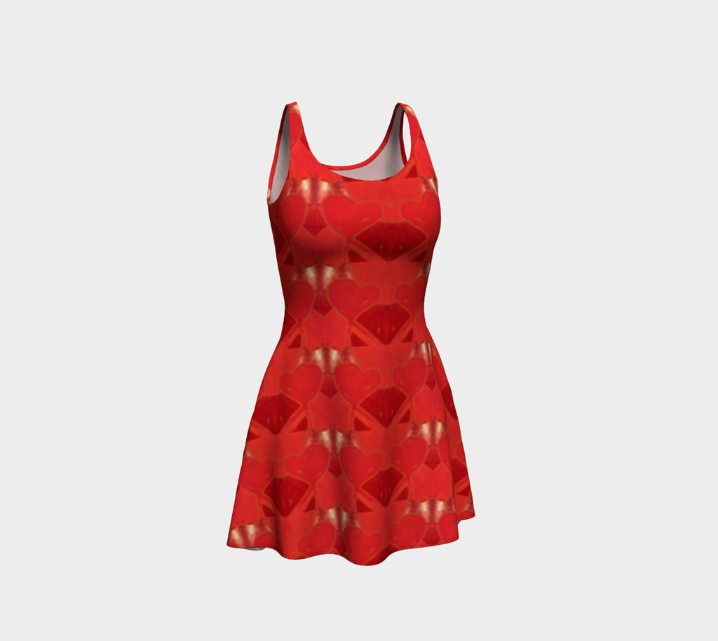 Red Heart Flare Dress