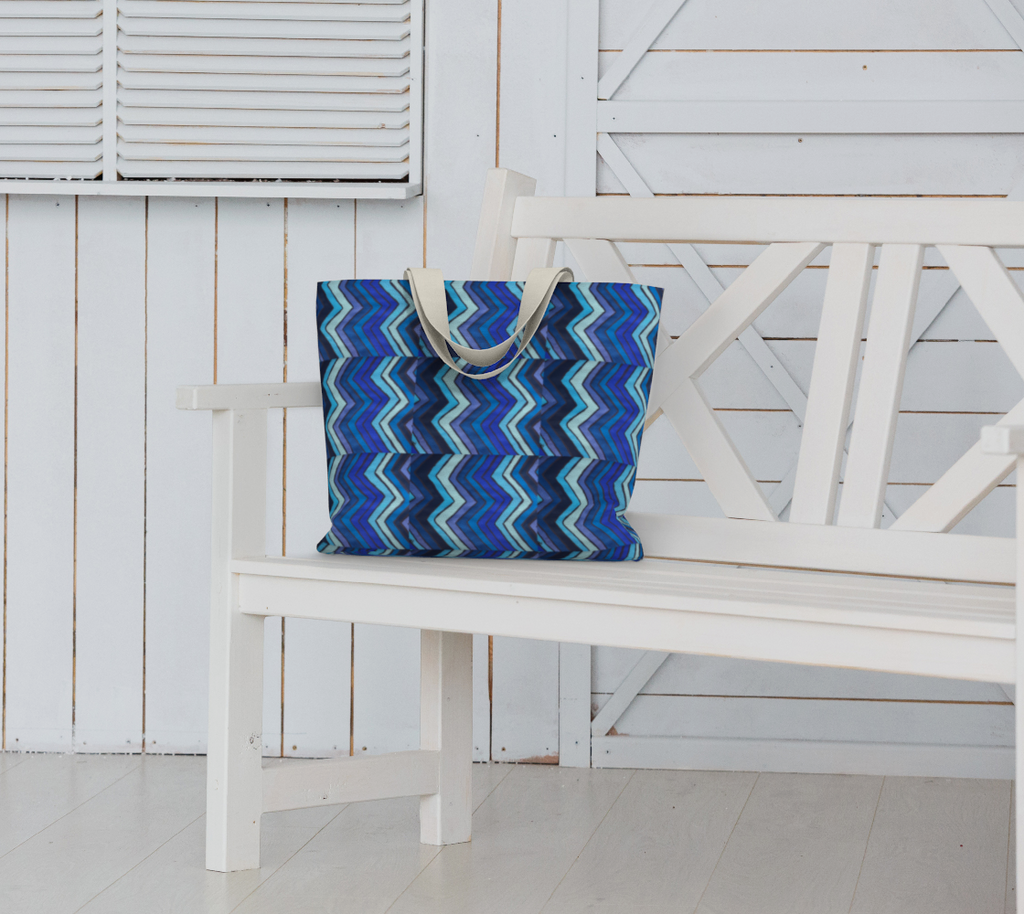 Blue Chevron Pattern Tote