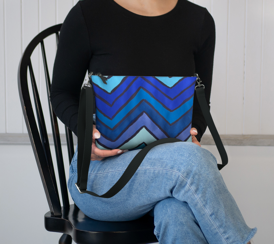 Blue Chevron Pattern VL Crossbody Bag