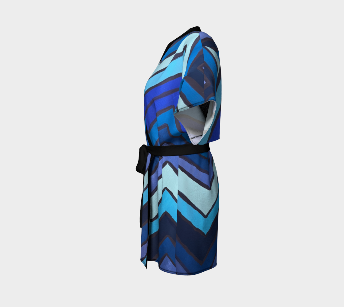 Blue Chevron Pattern Kimono Robe