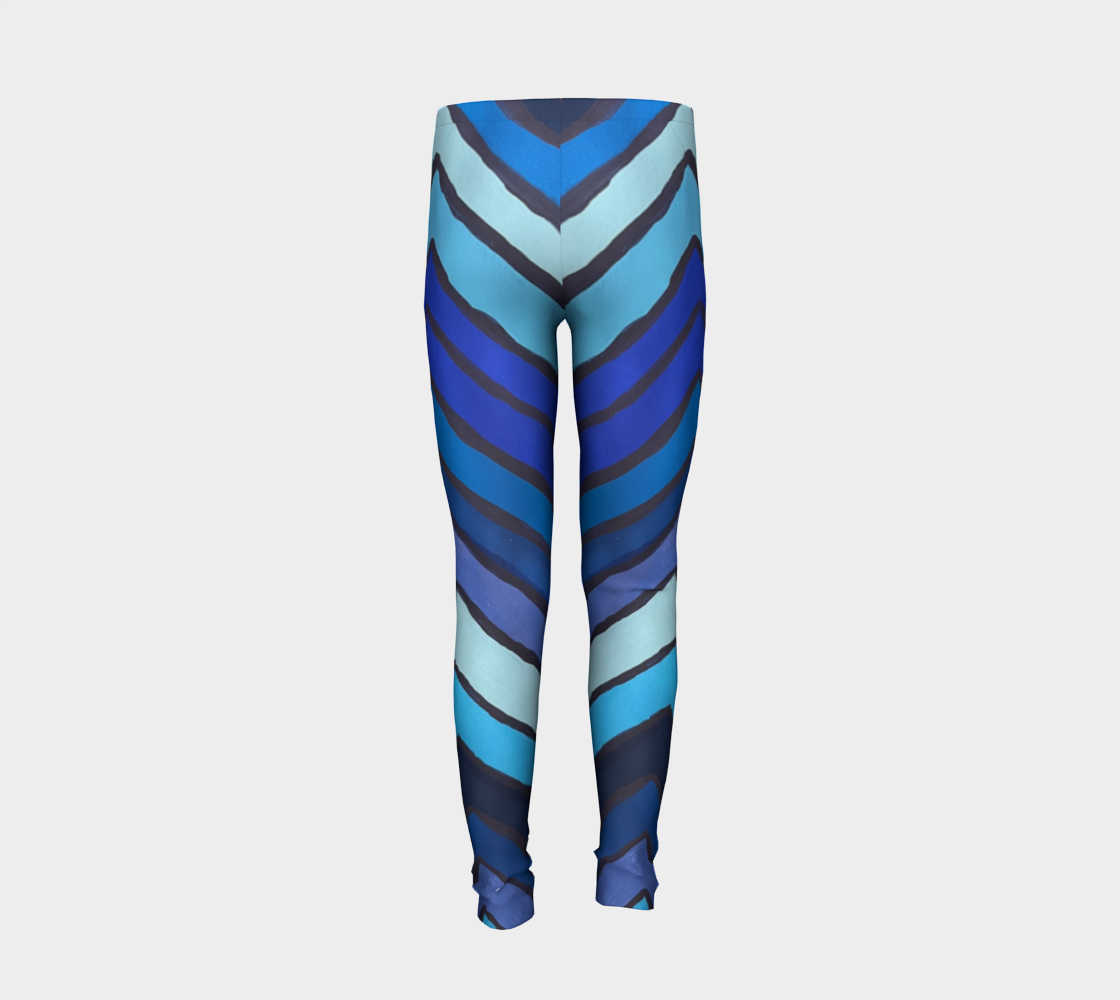 Blue Chevron Pattern Kids Leggings