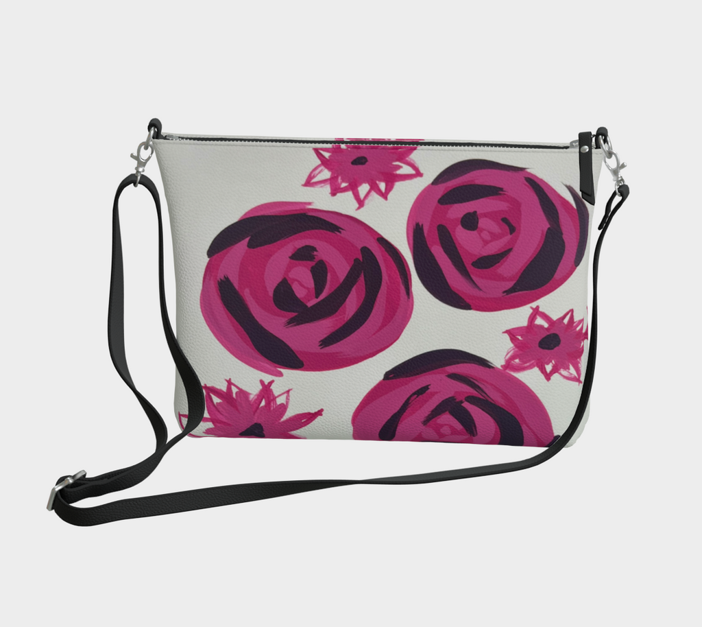 Bold Pink Rose VL Crossbody Purse