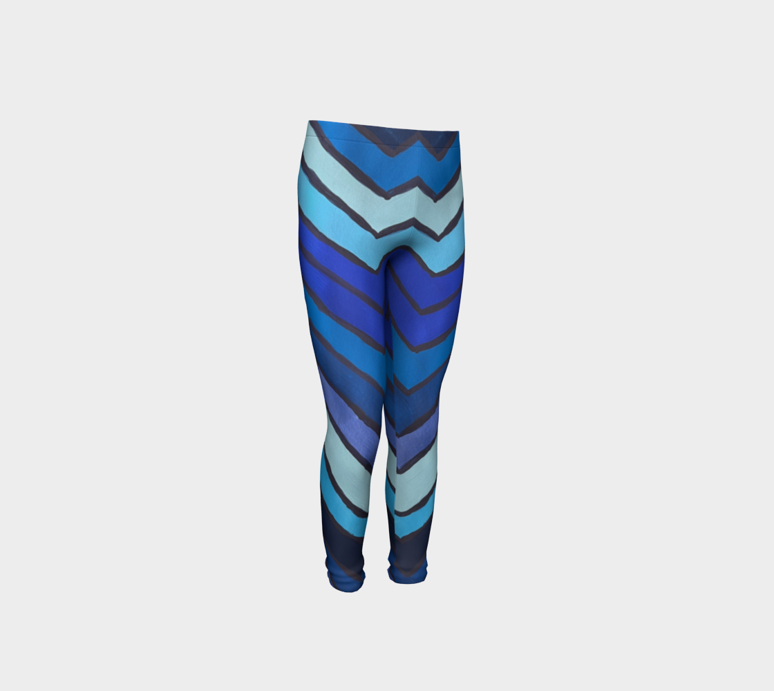 Blue Chevron Pattern Kids Leggings