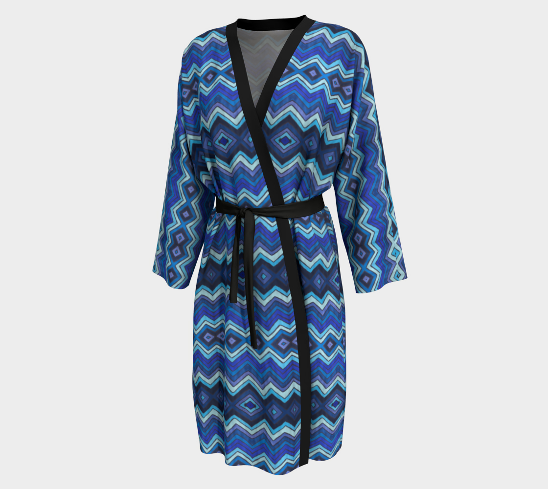 Blue Chevron Pattern Peignoir