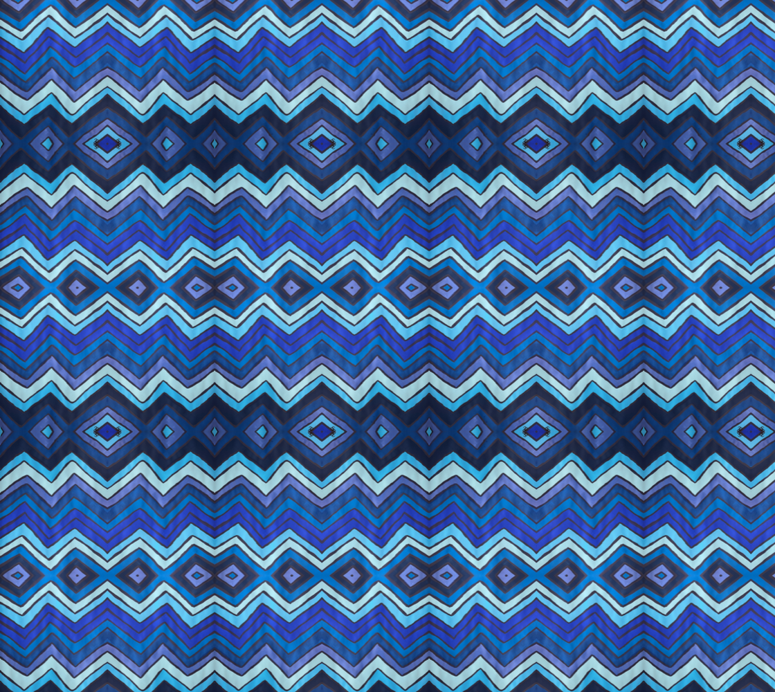 Blue Chevron Pattern Fabric
