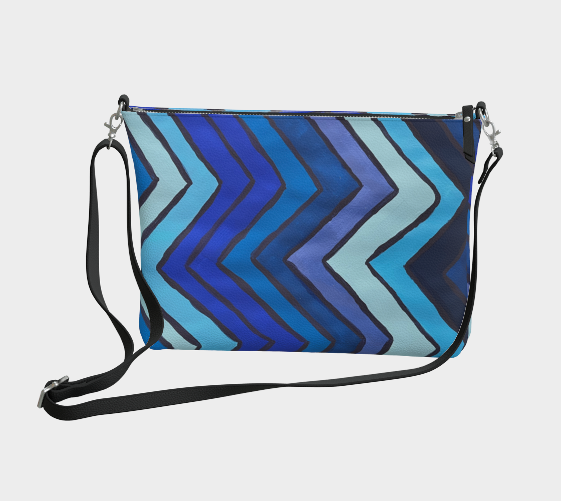 Blue Chevron Pattern VL Crossbody Bag