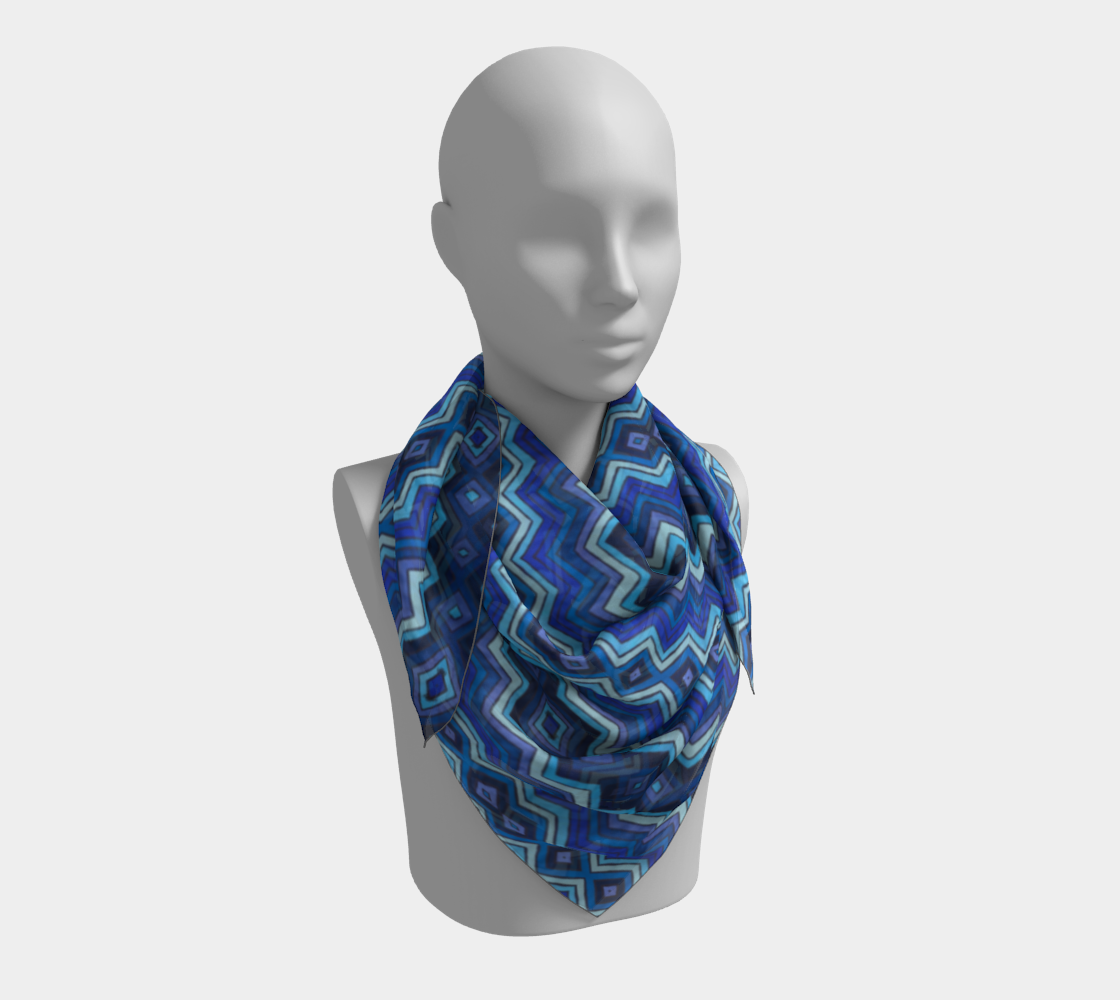 Blue Chevron Pattern Square Scarf